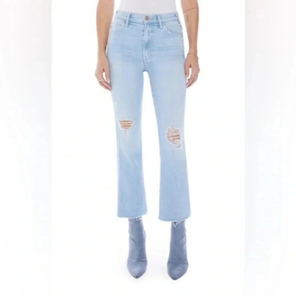 MOTHER THE HUSTLER HIGH WAIST ANKLE FRAY JEANS IN NOT SO CHILL PILL SIZE 27 B902